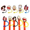 cute animal silicone straw toppers accessory cover charm reusable splash proof drinking dust stopper decorative 8mm straw Inventory