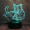 Nachtlichten 3D illusie liggend Cat Led Lamp Acryl 7 kleuren Verander Night Light USB Touch met afstandsbediening Ideaal voor slaapkamer