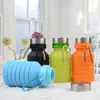 Pliez les bouteilles d'eau d'équipement d'hydratation de silicone Sport 550ML tasses de boisson flexibles en plein air bouteilles de cyclisme tasse voyage avec boucle d'alpinisme 4 couleurs