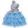 Robes fille 4-10 ans enfant en bas âge enfants Tutu robe robe de bal fête princesse demoiselle d'honneur fleur vêtements avec ceinture en Satin