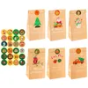Weihnachtsdekorationen 24sets Kraft Papiertüten Santa Claus Snowman Holiday Weihnachtsfreunde Bevorzugung Tasche Candy Cookie Beutel Geschenkverpackung Vorräte