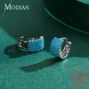 Hoop Huggie Modian Vintage Turquoise élégant boucle d'oreille réel 925 en argent Sterling luxe boucles d'oreilles à breloques pour les femmes bijoux de mariage 22105190766