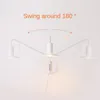 Lampe murale moderne simple bras swing bras LED avec bougie de commutateur chambre de lit réglable de chambre à coucher étude de salon de lecture de salle de bain