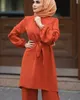 民族衣類イスラム教徒の二枚のピースセット女性ラマダンレースアップアバヤトルコドバイヒジャーブ祈りドレスワイドレッグパンツカフタンモロッコ服221007