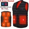 Chalecos para hombres hombres otoño invierno calefacción inteligente chaleco de algodón 9 área calentada en vest de cuello mujer al aire libre jaqueta tibia de invierno flexible m-7xl 221008