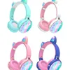 Draadloze Bluetooth -headset schattige kattenoor stereo -oortelefoons met lichte led lumineuze kinderhoofdtelefoon push bubble fidget speelgoed