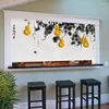 Curtain Modern Green Leaves Printed Horizontal Cabinet Sundries Shelf Bookcase Shelter Kitchen Partition