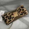 Pannband Ny mode vinter varmare stickade pannband för kvinnor leopard bowknot hårband turban virkning bred chic hårstyling tillbehör T221007