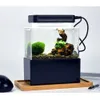 Aquarium Mini Betta Tank Desktop Marine Aquaponic Aquarium Fishes Bowl z wodą Fliter LED LED LED PMION Air Pump Air Decorations 2201007