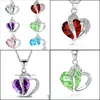 Pendant Necklaces Zircon Crystal Men Women Necklace Jewelry Love Heart Shaped Lady Collarbone Chain Alloy Fashion Sweater Pendant Nec Dhilr