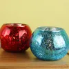 Candle Holders Classic Glass Ice-Cracked Spherical Candlestick Romantic Candlelight Dinner Decoration Festival Gifts