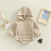 Rompers Autumn Baby Boys Girls Jumpsuits Nyfödda bomullskläder Plaid Långa ärmar Pocket Patchwork Hooded Sweatshirts Rompers J220922