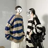 Herentruien mannen Sweaters gestreepte vintage pullovers paren plussize 3xl causal harajuku allmatch eenvoudige streetwear gebreide Koreaanse jumper 221008