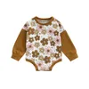 Rompers 024M Baby Girl Spring осенняя одежда с длинными рукавами хлопковые цветочные припечатки комбинезон