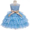 Robes fille 4-10 ans enfant en bas âge enfants Tutu robe robe de bal fête princesse demoiselle d'honneur fleur vêtements avec ceinture en Satin