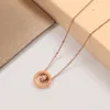 Hoge kwaliteit ingelegde diamanten kettingontwerper Romeinse cijfers dubbele ring hanger dames kettingen koper 18k vergulde sieraden ketting ketting bruiloftsfeestje cadeau