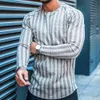 Herren Pullover T-shirt Langarm Slim Top Baumwolle Mischung Männer Streifen Plaid Print Männlich Pullover Pullover für Herbst Männer kleidung Casual Streetwear 221008