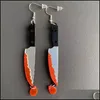 Lampadario pendente Nappa Coltello sanguinante Orecchini pendenti per le donne Testa di squalo esagerata Blu Glitter Acrilico Halloween Carshop2006 Dhx2A