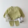 Ensembles de vêtements coréen bébé gaufré coton enfants garçons filles vêtements printemps automne survêtement en vrac pulls hauts pantalons 2 pièces 221007