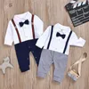 Barboteuses 2020 bébé automne vêtements gentleman vêtements nouveau-né bébé garçon à manches longues arc combinaison coton tenue barboteuse 2 style vêtements J220922