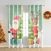 Cortina 2pcs/set Papai Noel e alces cortinas impressas de Natal Blackar