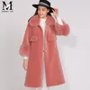 Women's Fur MAOMAOFUR Wool Coat Women Real Collar Cuff Warm Outwear Ladies Fashion Long Style Genuine Sheep Jacket