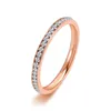 Eenvoudige volle steenronde witte diamanten ring titanium stalen enkele rij diamantringen trouwringen voor vrouwen maat 4-10