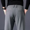 Erkek Pantolon Sonbahar Erkek Pantolon İşletme Stres Slim Fit Elastik Bel Jogger Kore Klasik Kalın Siyah Gri Mavi Pantolon Erkek 221007