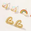 6pcs Girls 3 coppie arcobaleno Love Cartoon Stup Orecchini di dicembre-Birthstones