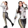 J2755 Occident mode bedrukte vitaliteit tracksuits voor dames lange mouw vest zipper tops en sportbroeken casual merk 2 -delige sets