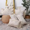 Kudde Marocko Bohemian Tufted Cover Nordic Style Beige Tassels Case Home Dekorativ för soffa 30x50/45x45cm