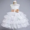 Robes fille 4-10 ans enfant en bas âge enfants Tutu robe robe de bal fête princesse demoiselle d'honneur fleur vêtements avec ceinture en Satin