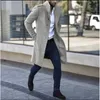 Men S Trench Coats Autumn and Winter Woolen Stand Collar Metal Buckle Decoration Mid Length Pocket Casual Trend Slim Coat 221007