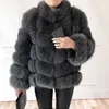 Kvinnors p￤ls naturlig riktig kappa jacka v￤st vinter varmt mode l￤der ￤rml￶s