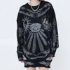 Sweaters masculinos Men suéter de rua alta vintage Skull Graffiti Pullovers de malha de malha de algodão harajuku causal suéteres soltos outono 221008