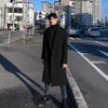 Mäns päls faux päls höst vinter mode ull blandar kappa män koreansk stil lapel fast färg vindbrytare tjock brittisk casual coat man t221007