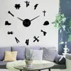 Wall Clocks Lineman Silhouette DIY Art Mirror Stickers Liorker 3D Clock Electrician Frameless Large Home Decor