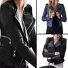 Женские меховые женщины Pu Faux Leather Basic Jackets Plus Size 3xl Lady осень зима Black Motorcycle Fashion Zippers Coats Streetwear