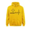Mäns hoodies Kristus bor här Cross Heartbeat Christian Jesus Faith Inspirational Sweatshirt Hoodie For Men Manlig kostym sportkläder