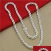 Catene argento placcato 4 mm catena a scatola rotonda 45 cm collana per donna uomo moda matrimonio fidanzamento gioielli fascino 484 B3 consegna goccia 2021 Dhdld