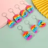 Push Fidget Toys Hairy Furry Alphabet Letter Simple Key Chain Keyring Rainbow Sensory Fidgets Finger Fun Game Christmas New Year Easter Kids Gifts