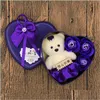 Arts And Crafts Valentines Gift Lover Rose Flowers Bouquet With Teddy Bear Birthday Metal Package Essential Oil Soap Flower Drop Deli Dh6V5