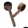 Bolos de café 8g/10g Walnut Wooden Measuring colher colher grãos grãos de capa em casa Copo de ferramenta para entrega de cozinha 2021 jardim dhcz3