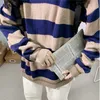 Herentruien mannen Sweaters gestreepte vintage pullovers paren plussize 3xl causal harajuku allmatch eenvoudige streetwear gebreide Koreaanse jumper 221008