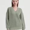 Femmes tricots t-shirts Wixra femmes basique col en V pull chaud épais pulls amples solide pull haut décontracté automne hiver 221007