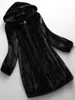 Women's Fur Faux Lautaro Winter Luxury Long Black Mink Coat Women with Hood Sleeve Elegant Thick Warm Fluffy ry Jacket 6xl 7xl 221008