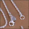 Strängsträngar 925 Sterling Sier 16/18/20/22/24 tum 4mm Twisted Rope Chain Necklace For Women Man Fashion Charm Jewelry 80 DHB7A