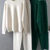 Pontas de duas peças de duas peças Ezsskj 2 peças conjunto de suéter feminino tracksuit sweater sweater solto calça chique suéter de malha de malha de cenoura Conjunto 221007