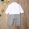 Barboteuses 2020 bébé automne vêtements gentleman vêtements nouveau-né bébé garçon à manches longues arc combinaison coton tenue barboteuse 2 style vêtements J220922