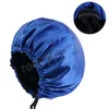 Damen Satin-Mütze, Schlafmütze, Nachtschlafmütze, doppellagig, verstellbar, elastisch, Haarpflege, seidige Turban-Mützen, Skullies-Kappe
